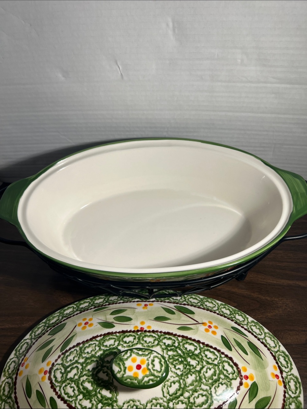 Temptations  by Tara Large Oval Ceramic Covered Casserole Dish - Picture 2 of 10